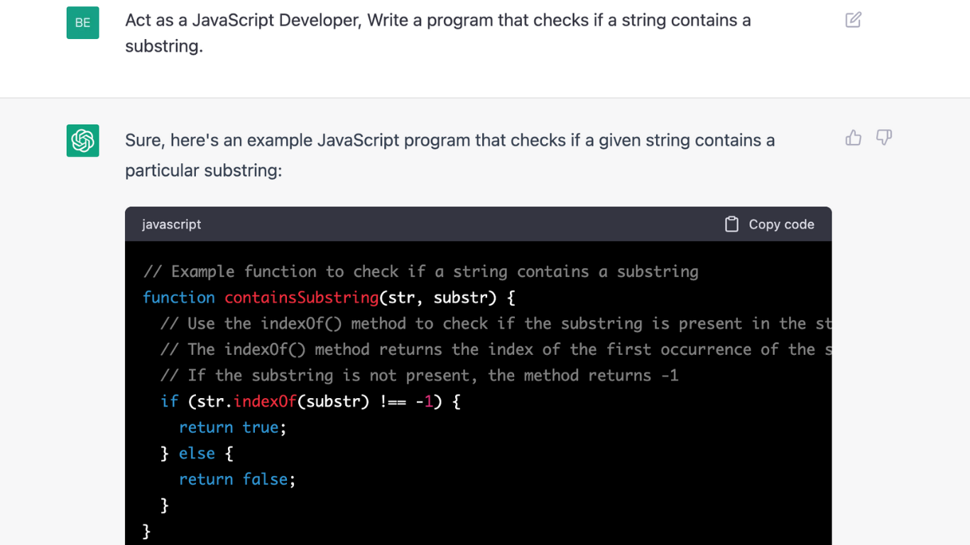 chatgpt act as a javascript developer